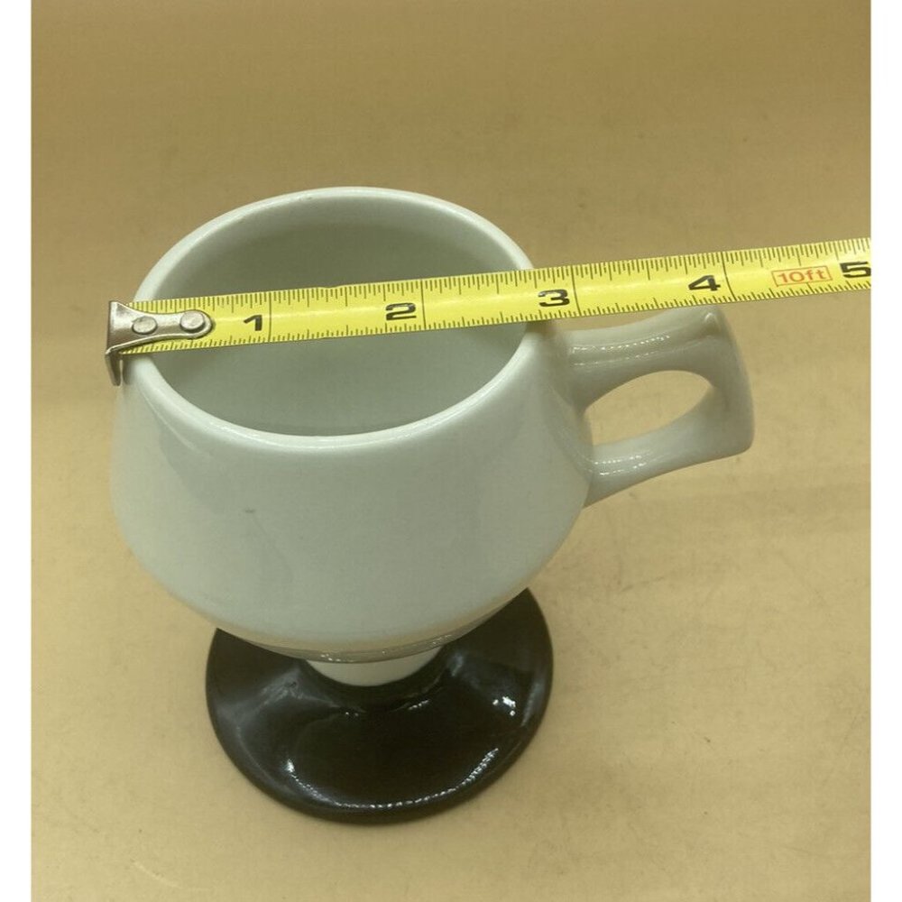 Vintage Hall China Pedestal White Mug Restaurant Ware Black Footed - Picture 11 of 12